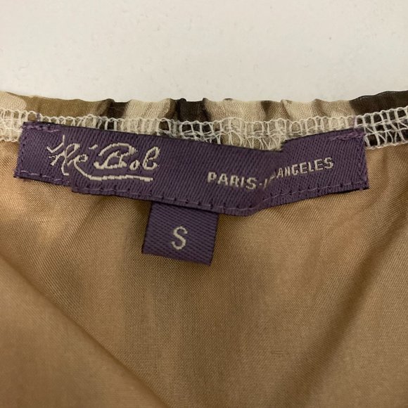 Hale Bob Silk Snake Print Blouson Halter Top Size S Lace Trim Lined Tan Brown - Picture 5 of 7